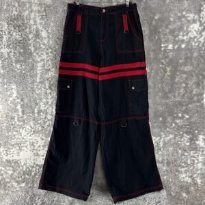 Hot Topic Size 9 Goth Emo Striped Wide Leg Pants Black Red Button Zip